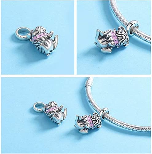 English Bulldog Pink Collar Dog Sterling Silver Dangle Pendant Bead Charm - Bolenvi Pandora Disney Chamilia Cartier Tiffany Charm Bead Bracelet Jewelry 