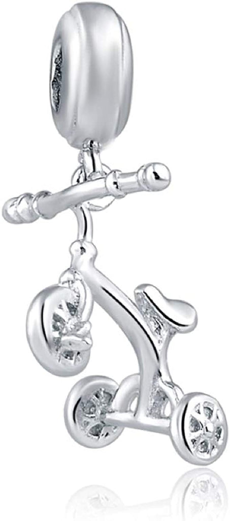 Tricycle Kids Bike Sterling Silver Dangle Pendant Bead Charm - Bolenvi Pandora Disney Chamilia Cartier Tiffany Charm Bead Bracelet Jewelry 