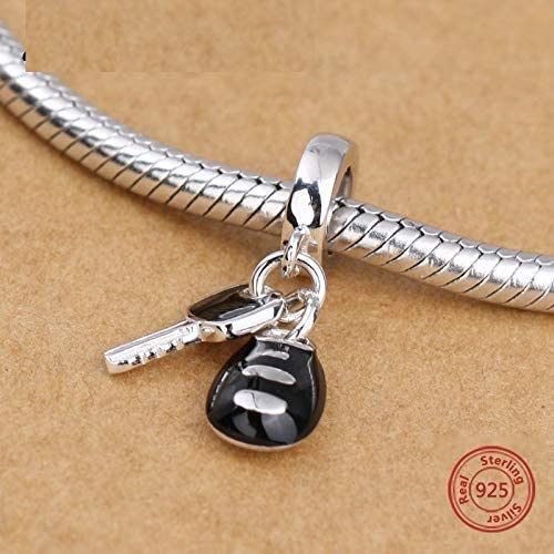 Black Enamel Car Keys Sports Vehicle Driver Sterling Silver Dangle Pendant Bead Charm - Bolenvi Pandora Disney Chamilia Jewelry 