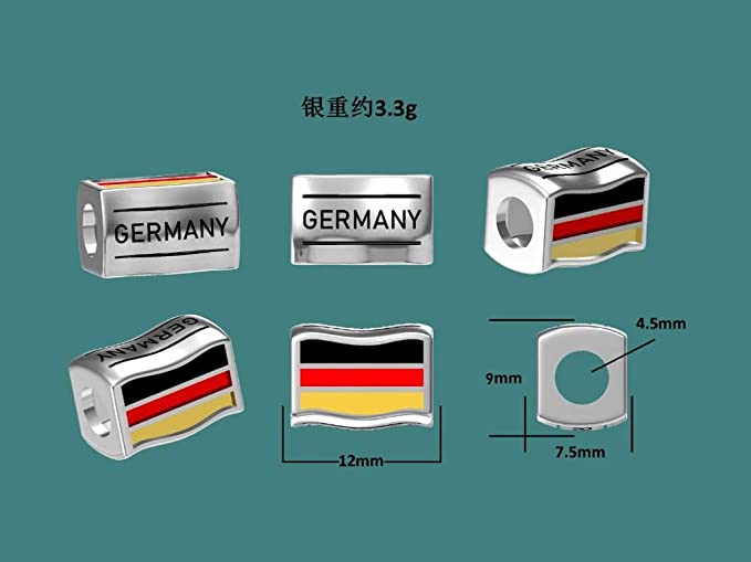 Germany Flags Travel Country Sterling Silver Dangle Pendant Bead Charm - Bolenvi Pandora Disney Chamilia Jewelry 