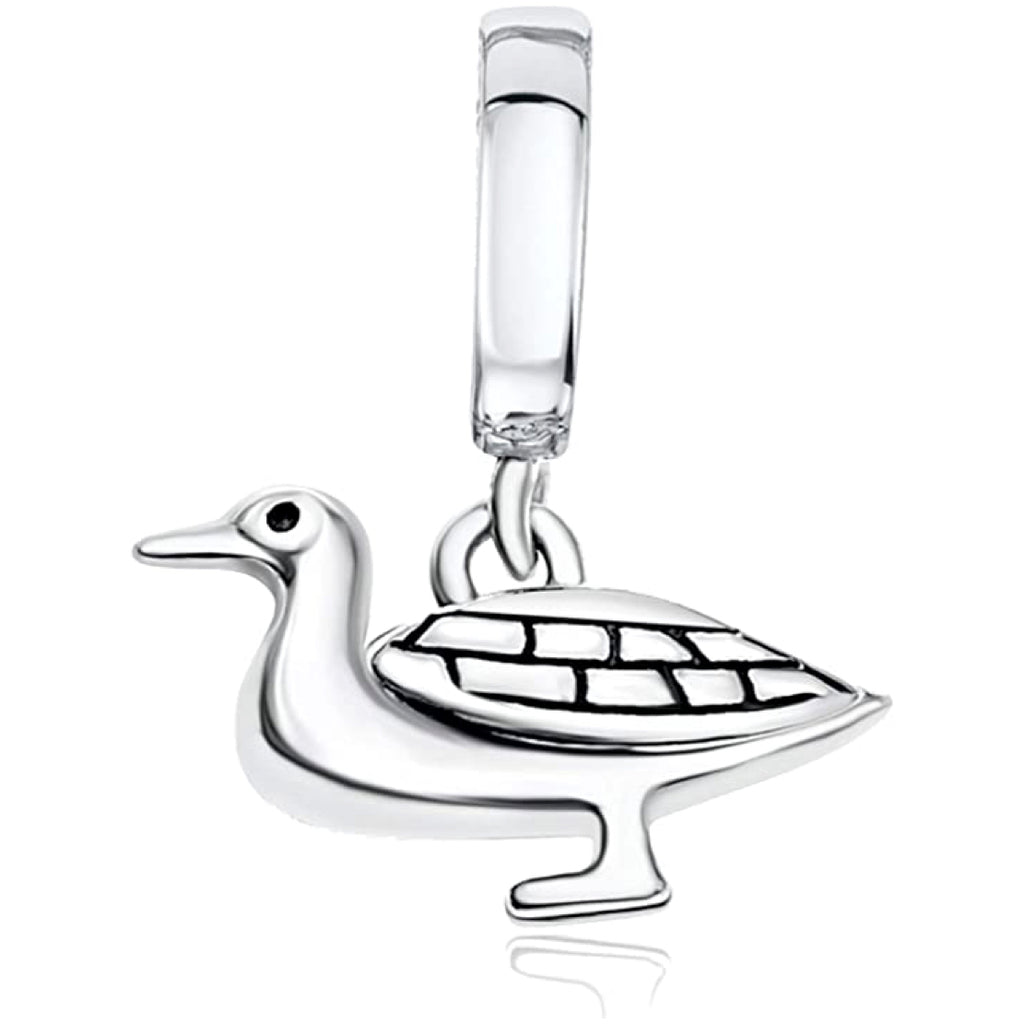 Duck Goose Sterling Silver Dangle Pendant Bead Charm - Bolenvi Pandora Disney Chamilia Cartier Tiffany Charm Bead Bracelet Jewelry 
