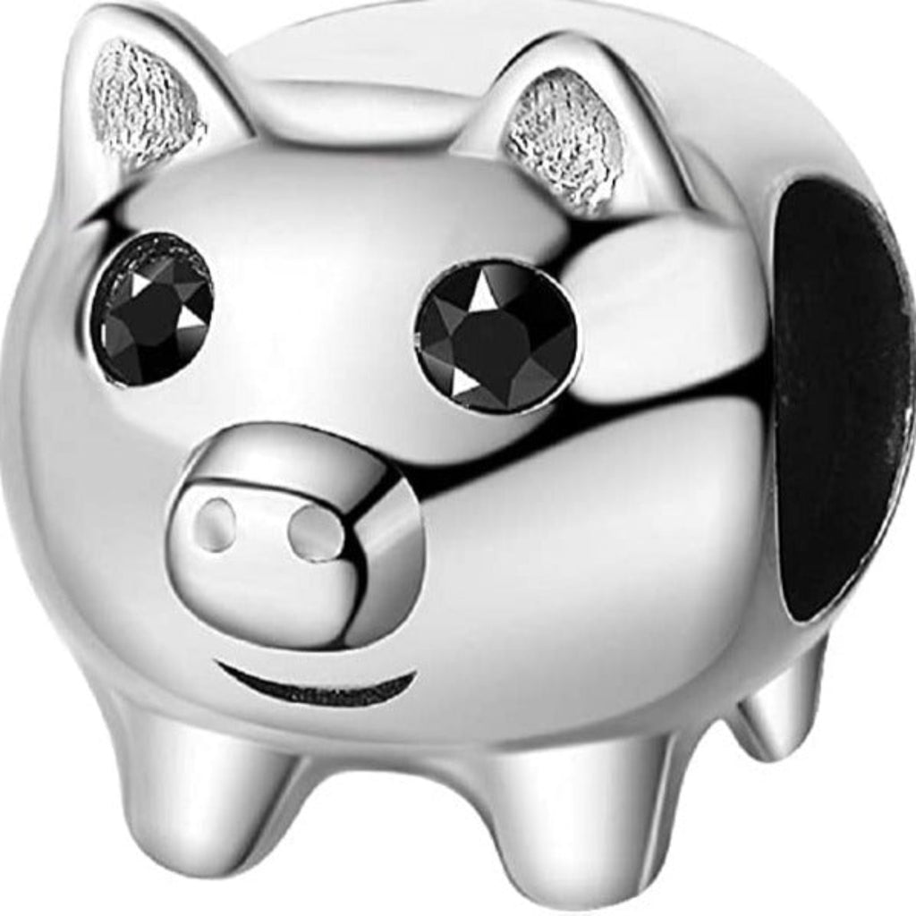 Cute Fat Pig Sterling Silver Bead Charm - Bolenvi Pandora Disney Chamilia Cartier Tiffany Charm Bead Bracelet Jewelry 