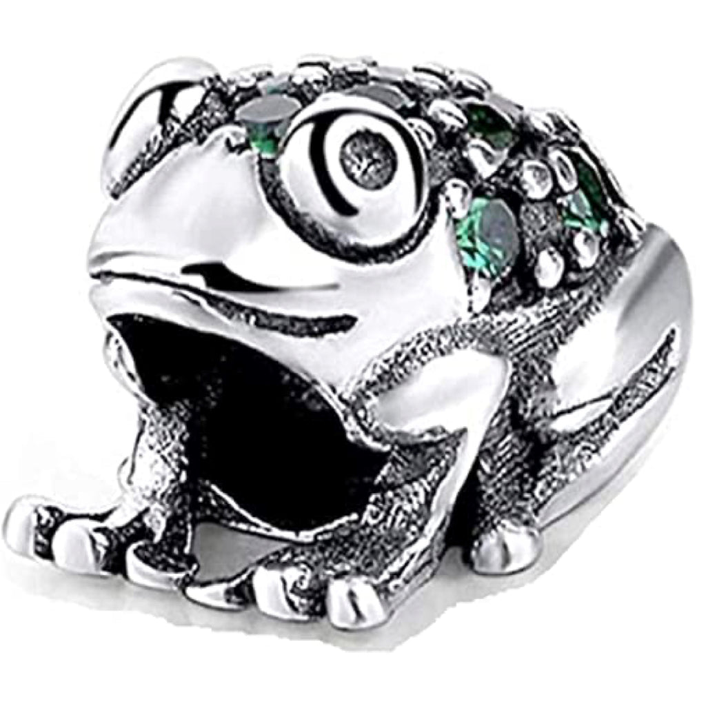 Green Crystal Frog Sterling Silver Bead Charm - Bolenvi Pandora Disney Chamilia Cartier Tiffany Charm Bead Bracelet Jewelry 