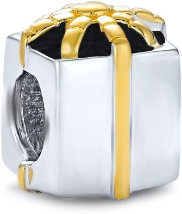 Christmas Gift Box Sterling Silver Dangle Pendant Bead Charm - Bolenvi Pandora Disney Chamilia Jewelry 