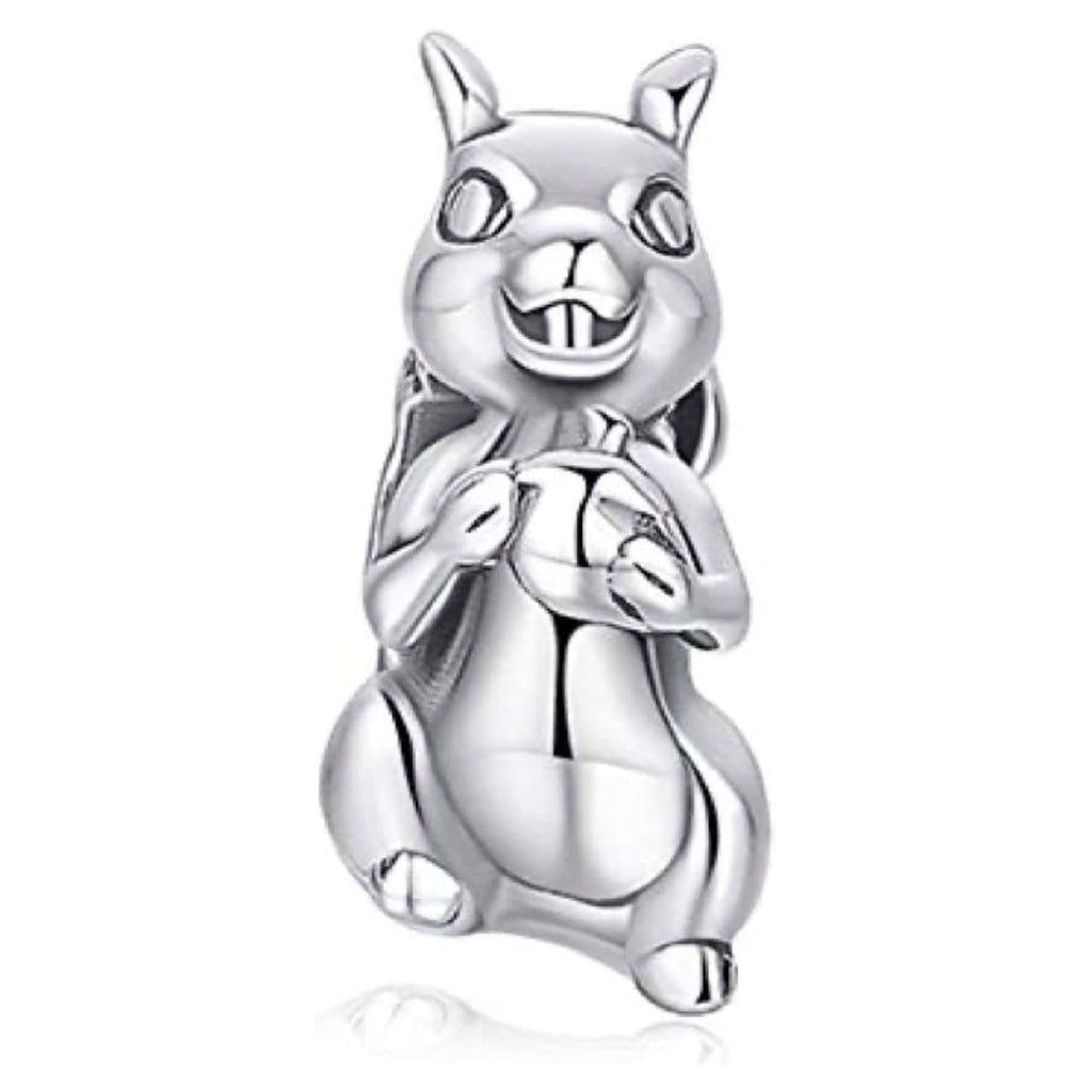 Happy Squirrel Sterling Silver Bead Charm - Bolenvi Pandora Disney Chamilia Jewelry 