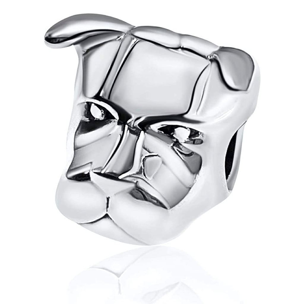 Pitbull American Pit Bull Dog Head Sterling Silver Bead Charm - Bolenvi Pandora Disney Chamilia Jewelry 