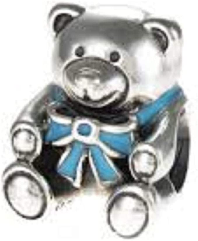 Blue Teddy Bear Sterling Silver Bead Charm - Bolenvi Pandora Disney Chamilia Cartier Tiffany Charm Bead Bracelet Jewelry 