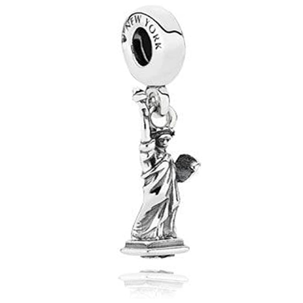 Statue of Liberty New York City NYC Sterling Silver Dangle Pendant Bead Charm - Bolenvi Pandora Disney Chamilia Cartier Tiffany Charm Bead Bracelet Jewelry 