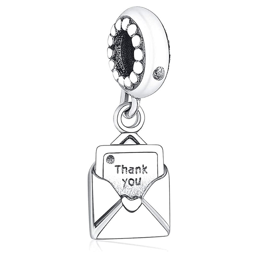 Thank You Letter Envelope Sterling Silver Dangle Pendant Bead Charm - Bolenvi Pandora Disney Chamilia Jewelry 