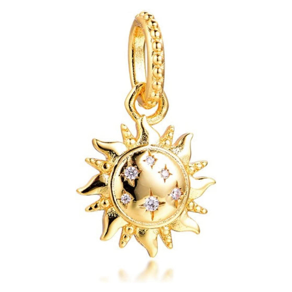 Gold Sun Celestial Sterling Silver Dangle Pendant Bead Charm - Bolenvi Pandora Disney Chamilia Jewelry 