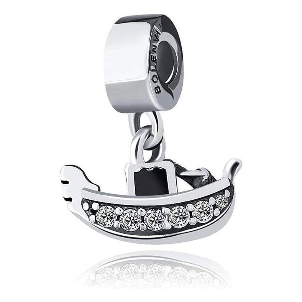 Venice Boat Sterling Silver Dangle Pendant Bead Charm - Bolenvi Pandora Disney Chamilia Jewelry 