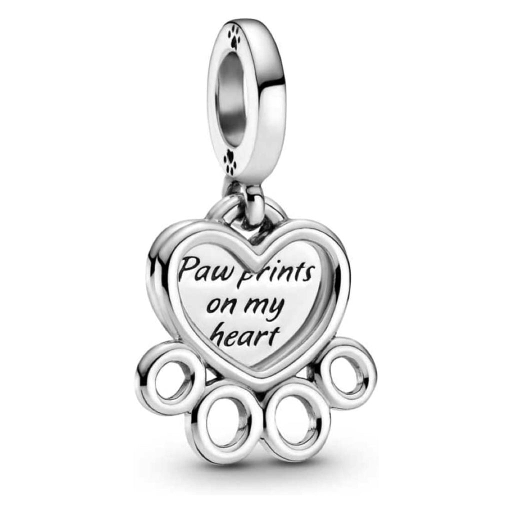 Paw Print Memorial Sterling Silver Dangle Pendant Bead Charm - Bolenvi Pandora Disney Chamilia Jewelry 