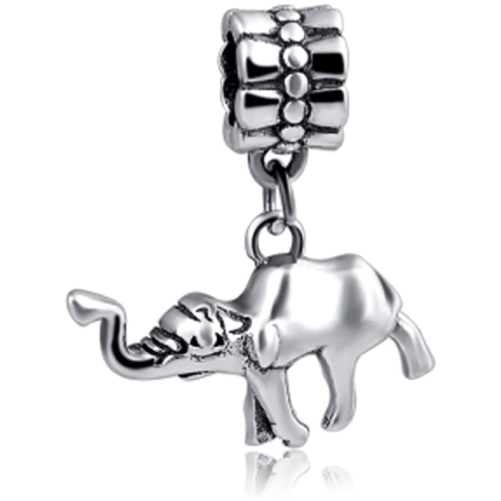 Tibetan Elephant Sterling Silver Dangle Pendant Bead Charm - Bolenvi Pandora Disney Chamilia Jewelry 