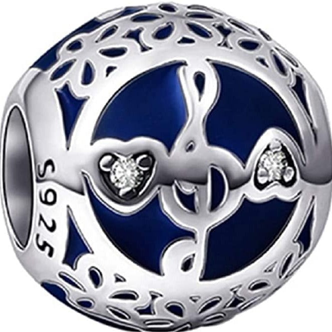 Music Note Love Ball Sterling Silver Dangle Pendant Bead Charm - Bolenvi Pandora Disney Chamilia Jewelry 