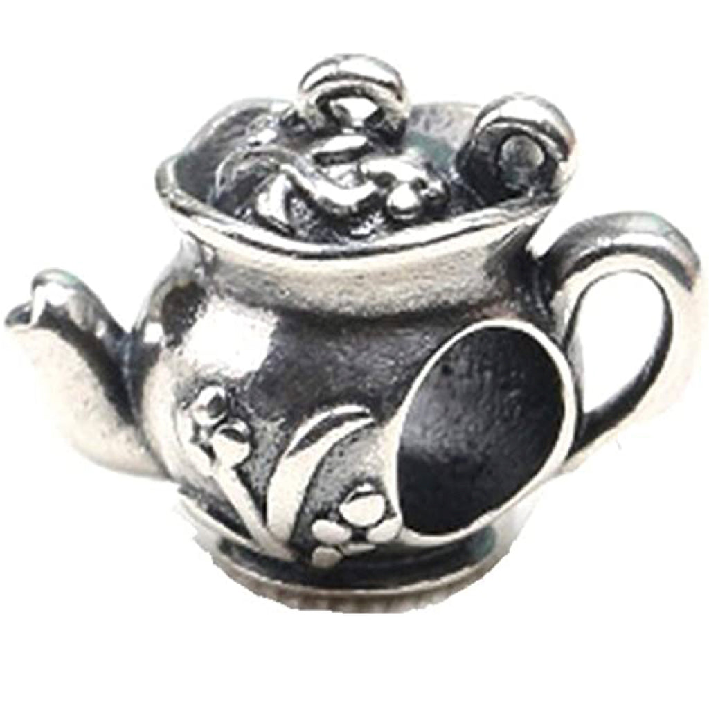 Traditional Teapot Tea Lovers Sterling Silver Bead Charm - Bolenvi Pandora Disney Chamilia Cartier Tiffany Charm Bead Bracelet Jewelry 