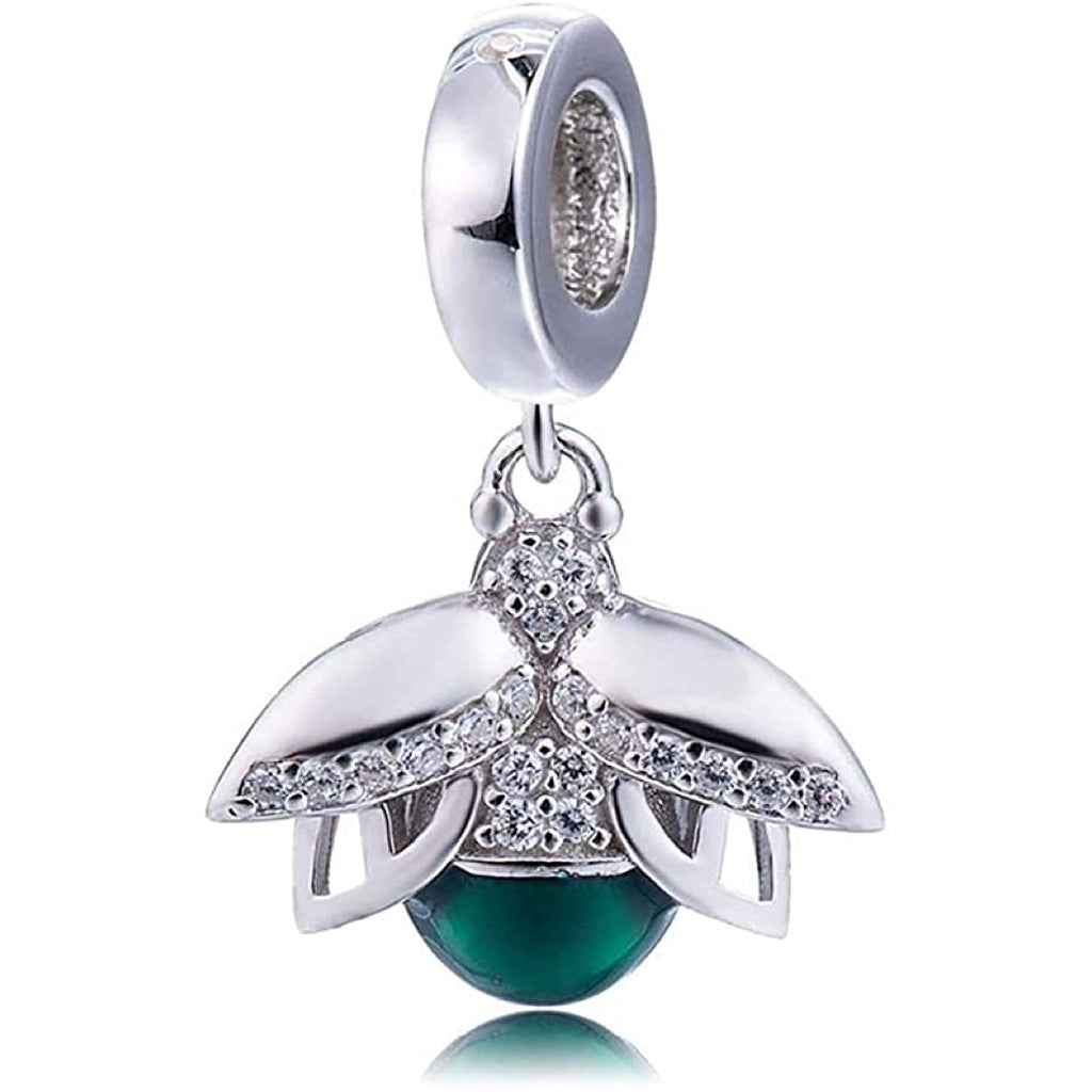 Green Beetle Sterling Silver Dangle Pendant Bead Charm - Bolenvi Pandora Disney Chamilia Jewelry 