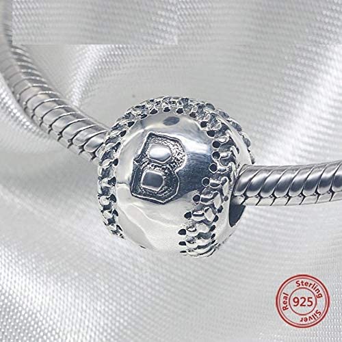 Baseball Softball Ball Sterling Silver Bead Charm - Bolenvi Pandora Disney Chamilia Cartier Tiffany Charm Bead Bracelet Jewelry 