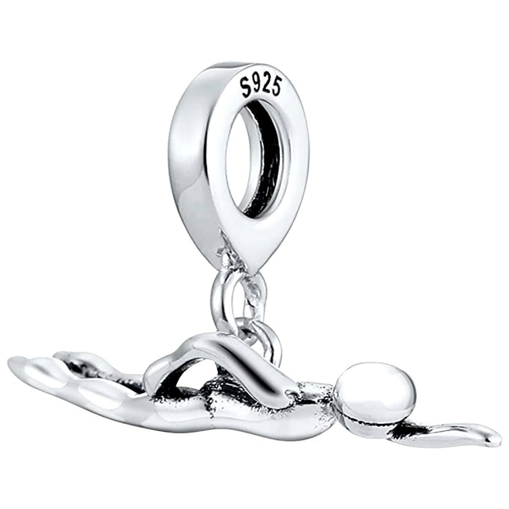 Swimmer Sterling Silver Dangle Pendant Bead Charm - Bolenvi Pandora Disney Chamilia Jewelry 