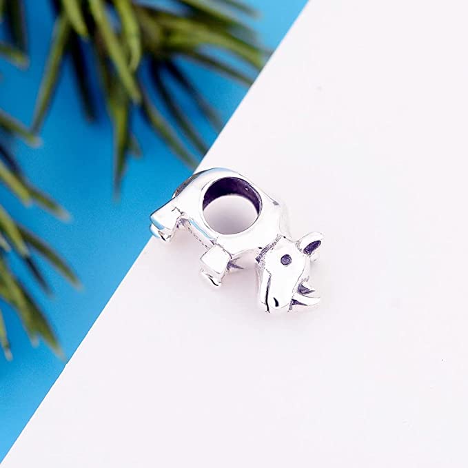 Rhino Rhinoceros Sterling Silver Bead Charm - Bolenvi Pandora Disney Chamilia Cartier Tiffany Charm Bead Bracelet Jewelry 