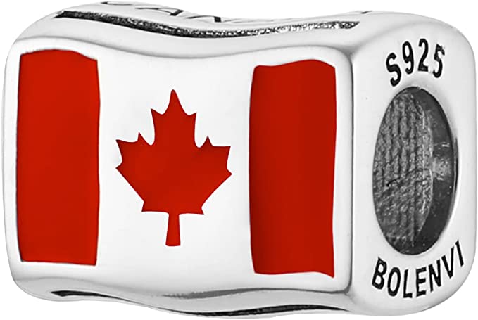 Canada Flags Travel Country Sterling Silver Dangle Pendant Bead Charm - Bolenvi Pandora Disney Chamilia Jewelry 