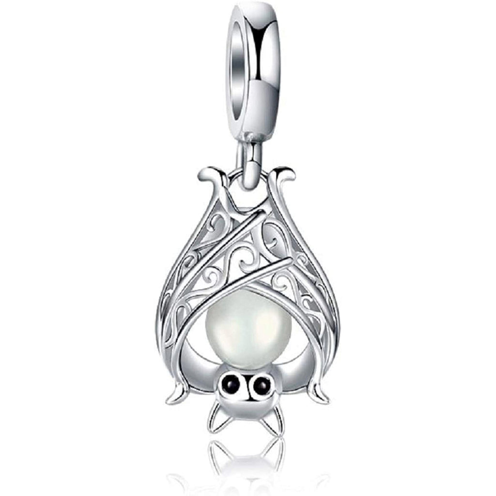 Glow in The Dark Bat Sterling Silver Dangle Pendant Bead Charm - Bolenvi Pandora Disney Chamilia Cartier Tiffany Charm Bead Bracelet Jewelry 