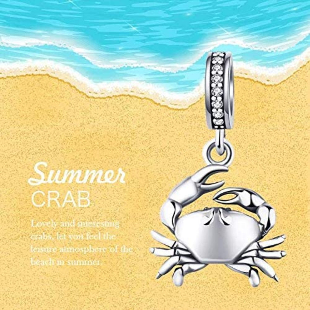 Dangling Crab Ocean Beach Claw Pendant Sterling Silver Dangle Pendant Bead Charm - Bolenvi Pandora Disney Chamilia Jewelry 