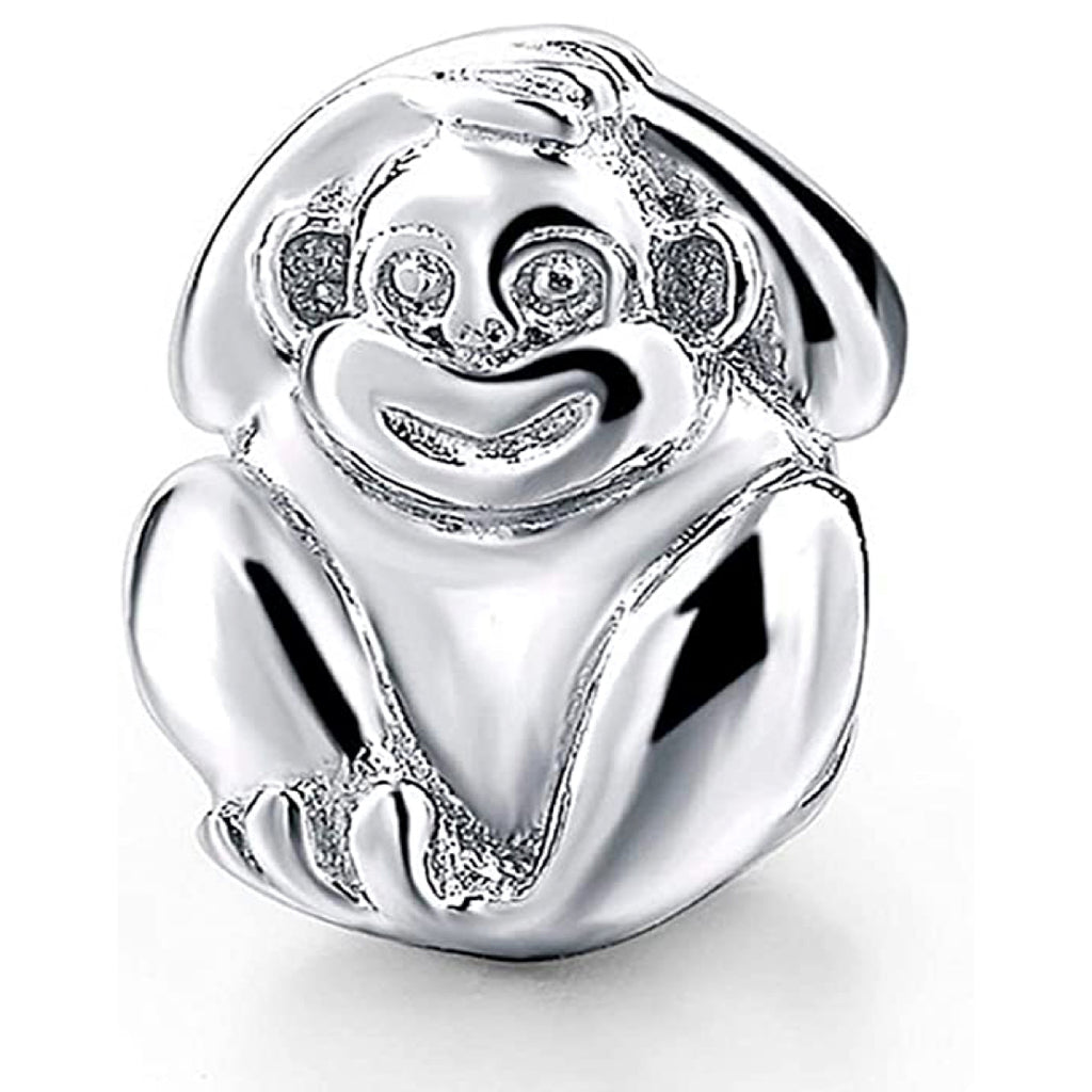 Gorilla Monkey Ape Chimp Sterling Silver Bead Charm - Bolenvi Pandora Disney Chamilia Cartier Tiffany Charm Bead Bracelet Jewelry 
