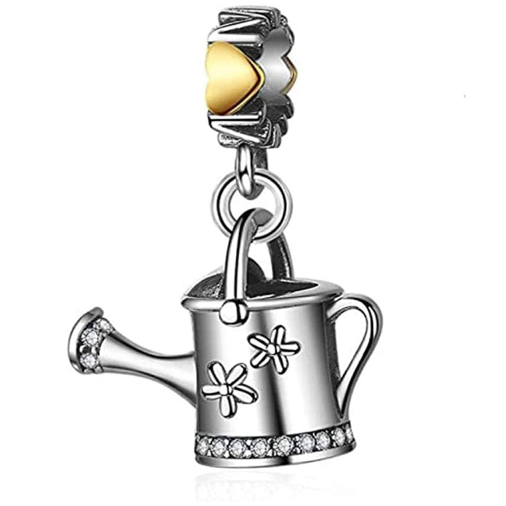 Garden Watering Can Mom Sterling Silver Dangle Pendant Bead Charm - Bolenvi Pandora Disney Chamilia Jewelry 