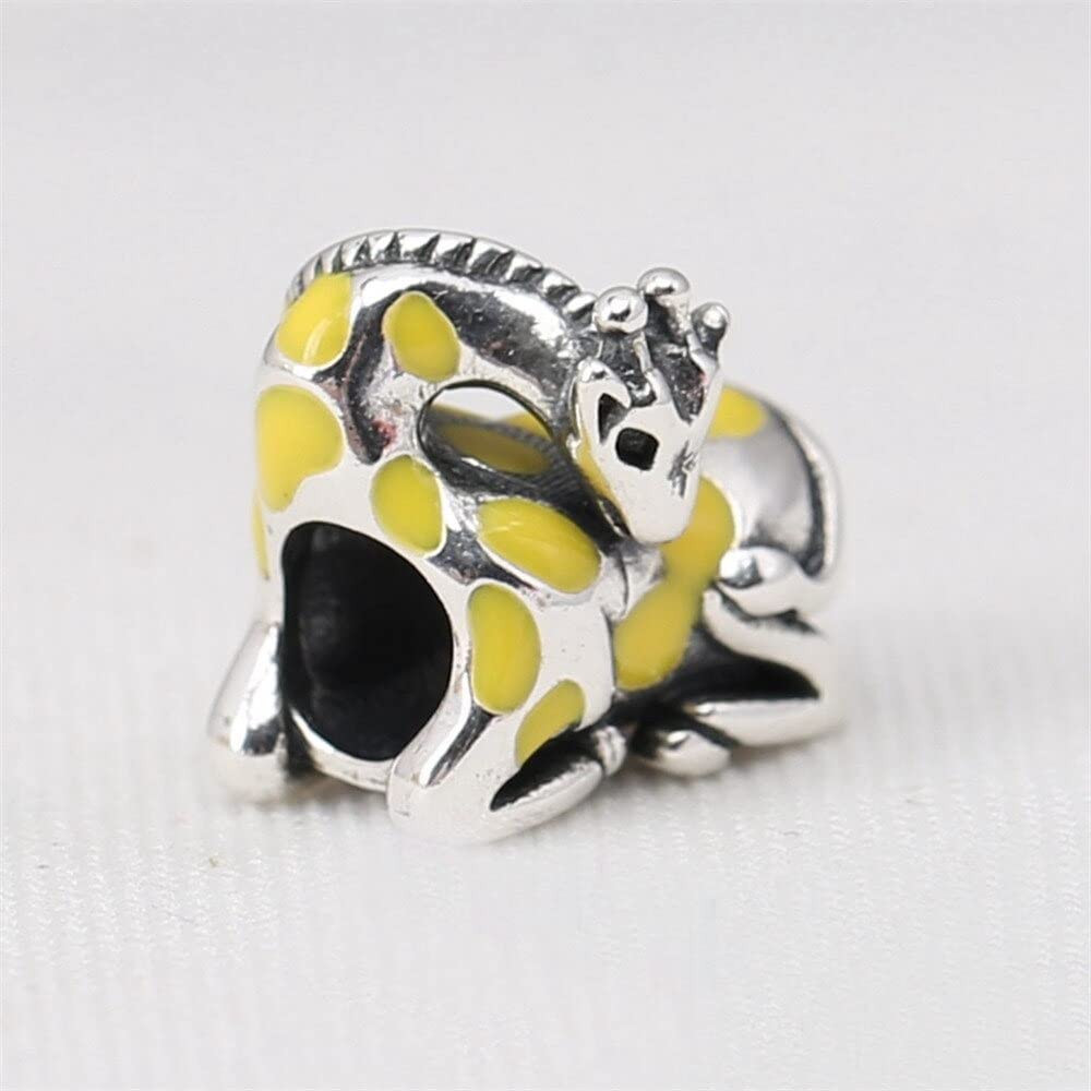 Sitting Giraffe Sterling Silver Bead Charm - Bolenvi Pandora Disney Chamilia Cartier Tiffany Charm Bead Bracelet Jewelry 