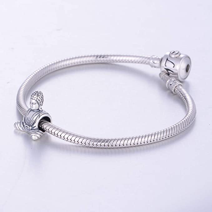 Buddha Mediating Sterling Silver Bead Charm - Bolenvi Pandora Disney Chamilia Cartier Tiffany Charm Bead Bracelet Jewelry 