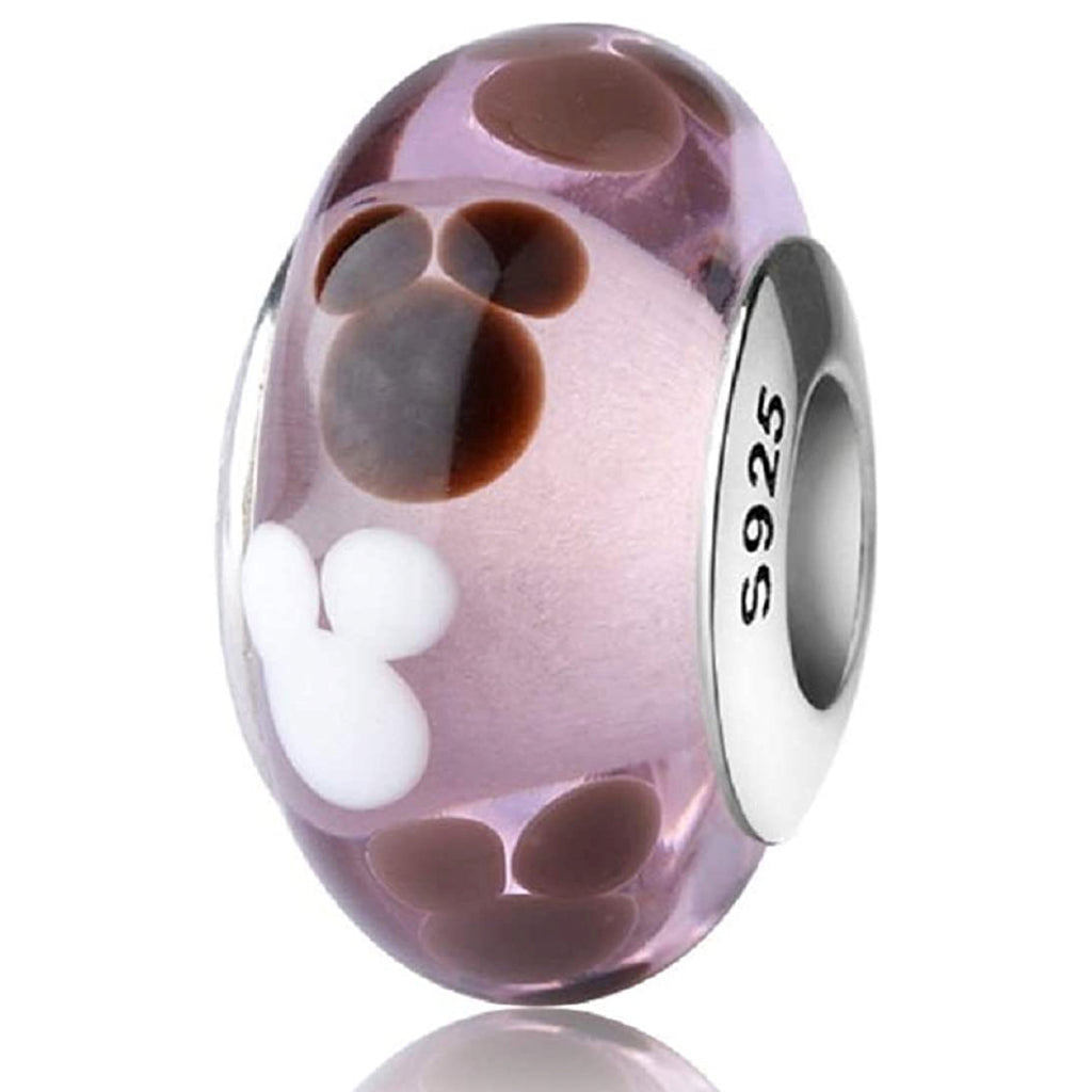 Mickey Mouse Murano Glass Sterling Silver Bead Charm - Bolenvi Pandora Disney Chamilia Jewelry 