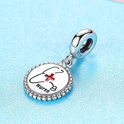 Nurse Stethoscope Sterling Silver Pendant Bead Charm - Bolenvi Pandora Disney Chamilia Cartier Tiffany Charm Bead Bracelet Jewelry 