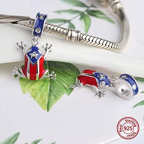 Puerto Rico Flag Coqui Frog Sterling Silver Dangle Pendant Bead Charm - Bolenvi Pandora Disney Chamilia Jewelry 