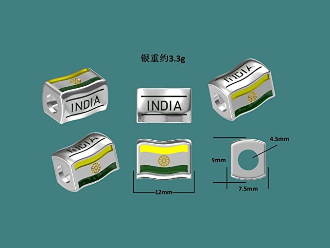 India Flags Travel Country Sterling Silver Dangle Pendant Bead Charm - Bolenvi Pandora Disney Chamilia Jewelry 
