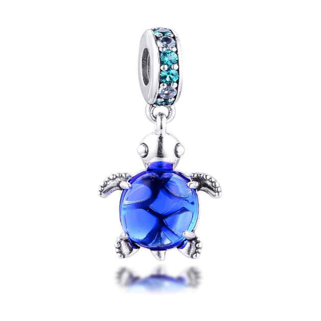 Baby Turtle Blue Bubble Sterling Silver Dangle Pendant Bead Charm - Bolenvi Pandora Disney Chamilia Jewelry 