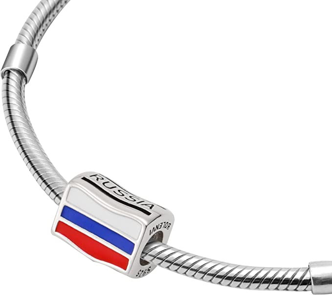 Russia Flags Travel Country Sterling Silver Dangle Pendant Bead Charm - Bolenvi Pandora Disney Chamilia Jewelry 