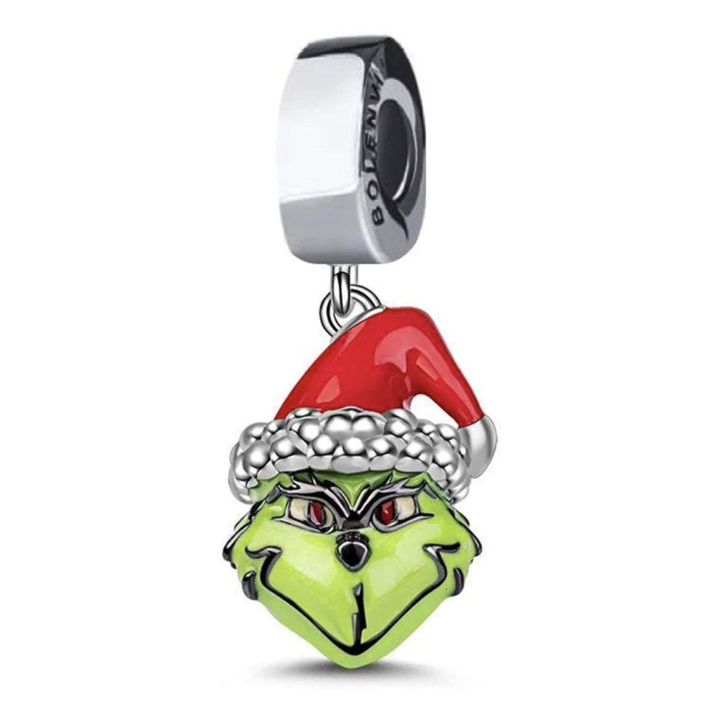 Grinch Stole Christmas Green Red Sterling Silver Dangle Pendant Bead Charm - Bolenvi Pandora Disney Chamilia Jewelry 