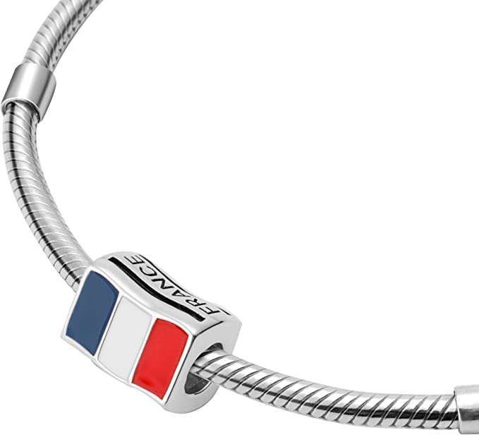 France Flags Travel Country Sterling Silver Dangle Pendant Bead Charm - Bolenvi Pandora Disney Chamilia Jewelry 