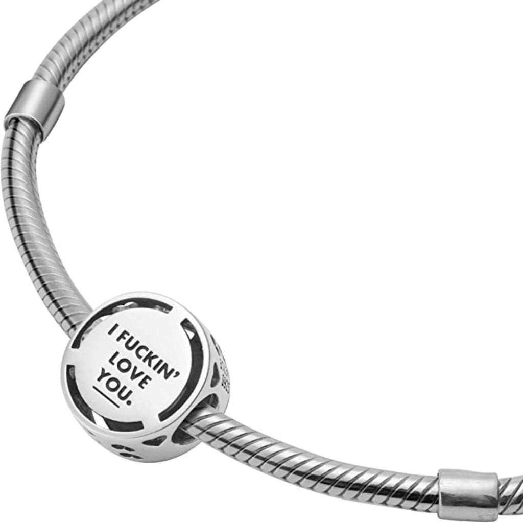 I Fuckin' Love You Sterling Silver Bead Charm - Bolenvi Pandora Disney Chamilia Cartier Tiffany Charm Bead Bracelet Jewelry 
