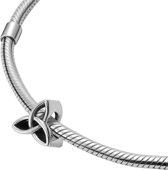 Triquetra Celtic Knot Sterling Silver Bead Charm - Bolenvi Pandora Disney Chamilia Cartier Tiffany Charm Bead Bracelet Jewelry 