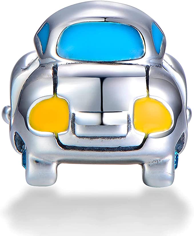 Volkswagen Beetle Budgie Bug Car Sterling Silver Dangle Pendant Bead Charm - Bolenvi Pandora Disney Chamilia Cartier Tiffany Charm Bead Bracelet Jewelry 