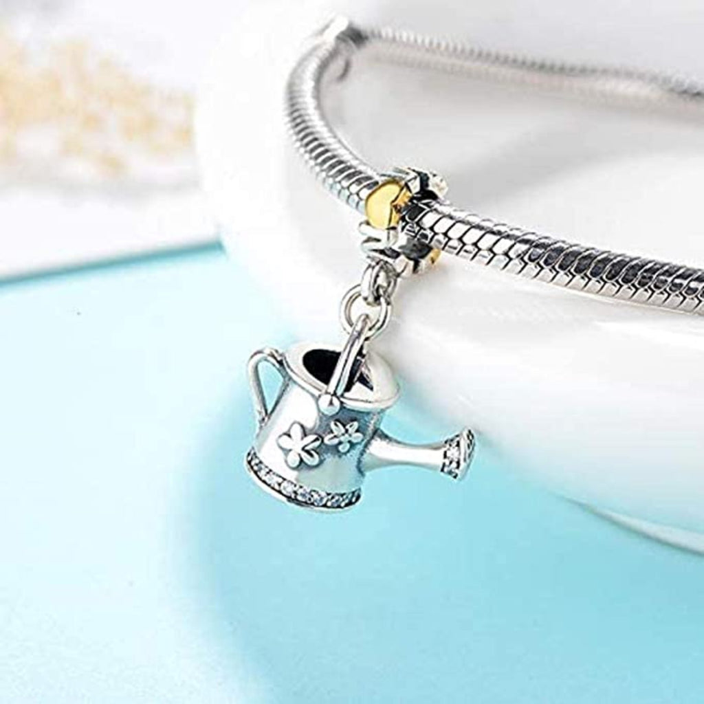 Garden Watering Can Love Mom Mothers Day Sterling Silver Dangle Pendant Bead Charm - Bolenvi Pandora Disney Chamilia Jewelry 