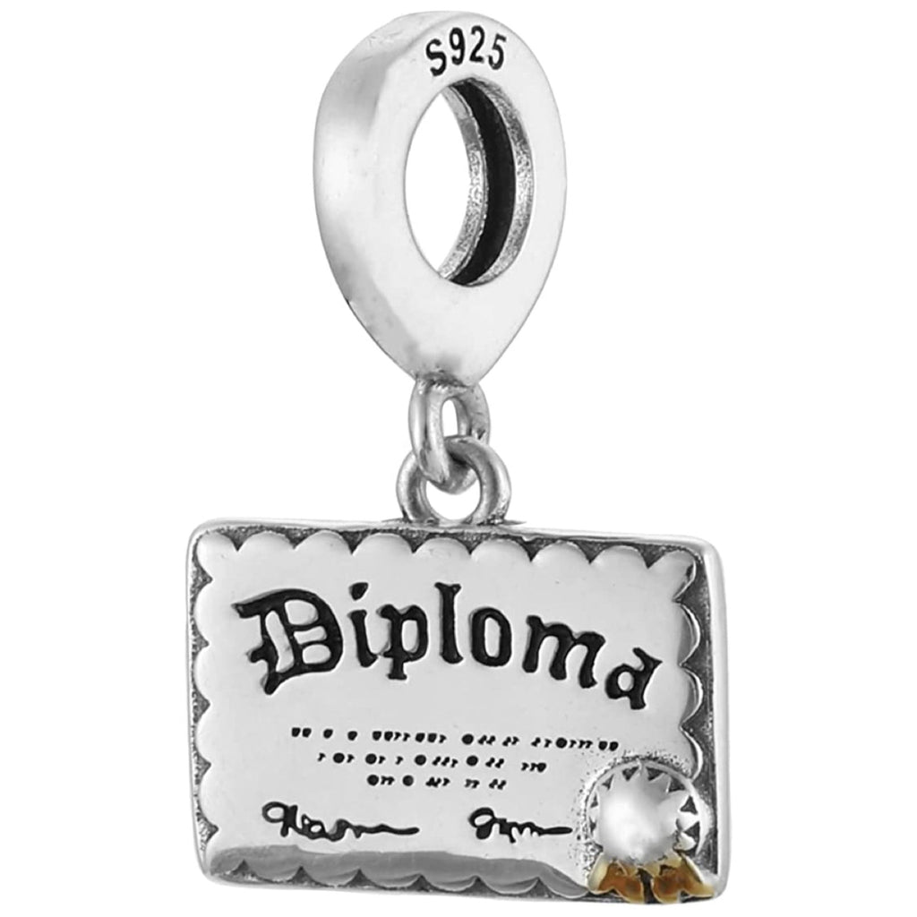 Graduation Diploma Sterling Silver Dangle Pendant Bead Charm - Bolenvi Pandora Disney Chamilia Cartier Tiffany Charm Bead Bracelet Jewelry 