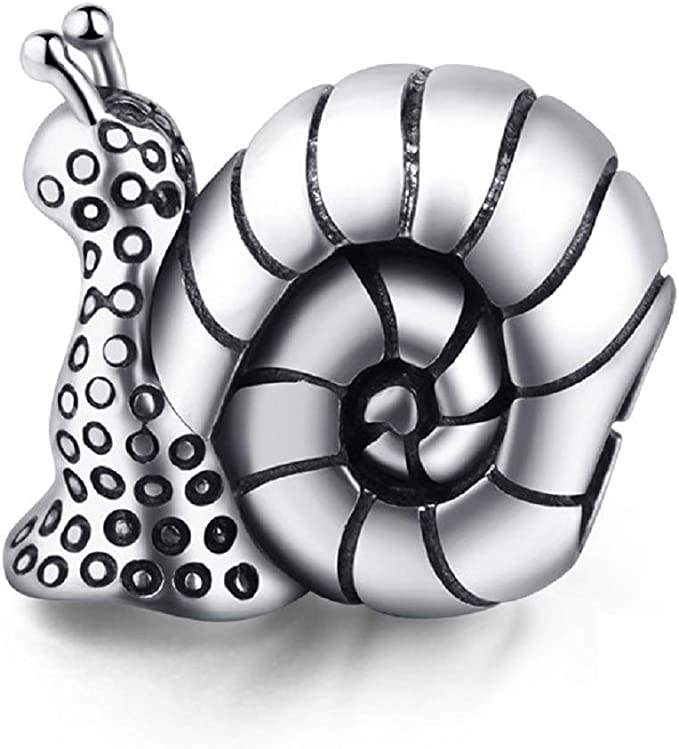 Realistic Snail Bead Sterling Silver Bead Charm - Bolenvi Pandora Disney Chamilia Cartier Tiffany Charm Bead Bracelet Jewelry 