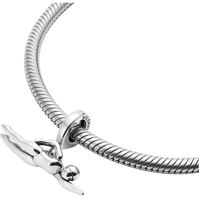 Swim Swimmer Swimming Sterling Silver Dangle Pendant Bead Charm - Bolenvi Pandora Disney Chamilia Jewelry 