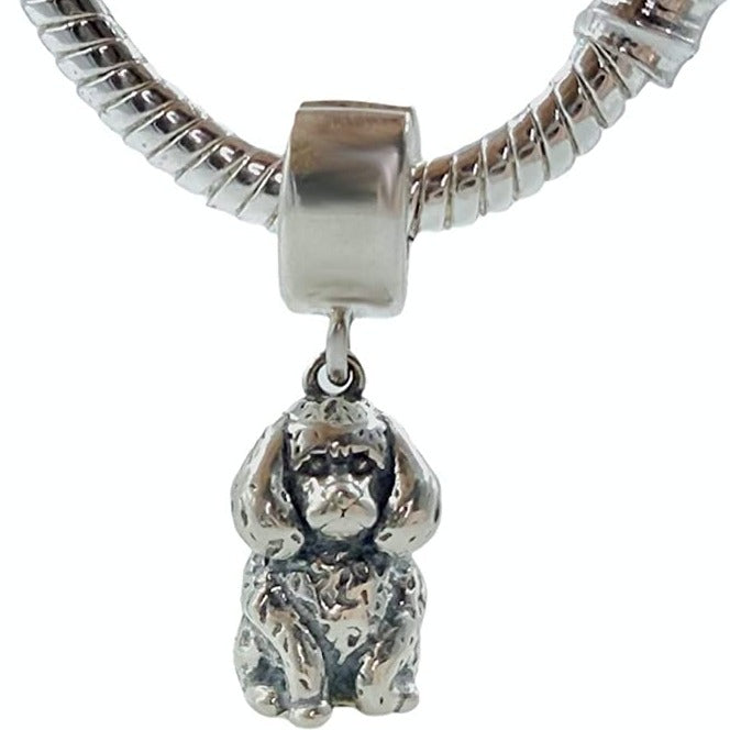 Poodle Miniature Toy Dog Sterling Silver Dangle Pendant Bead Charm - Bolenvi Pandora Disney Chamilia Jewelry 