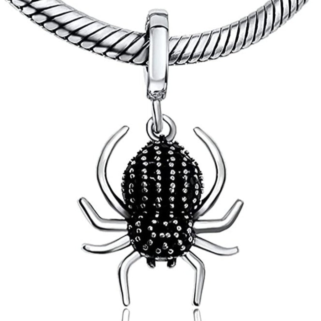 Black Widow Spider Sterling Silver Dangle Pendant Bead Charm - Bolenvi Pandora Disney Chamilia Jewelry 