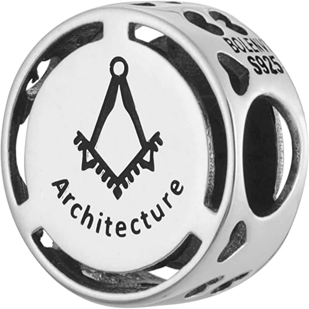 Architecture Architect Job Career Professions Sterling Silver Dangle Pendant Bead Charm - Bolenvi Pandora Disney Chamilia Jewelry 