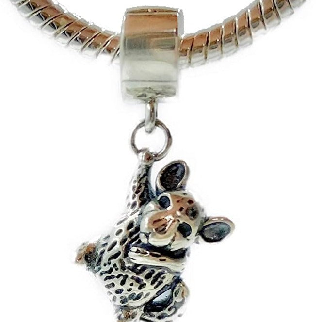 Chinchilla Sterling Silver Dangle Pendant Bead Charm - Bolenvi Pandora Disney Chamilia Cartier Tiffany Charm Bead Bracelet Jewelry 