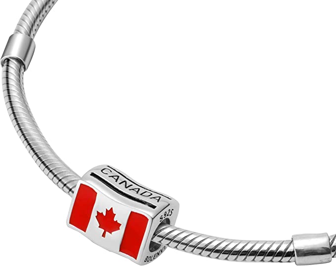 Canada Flags Travel Country Sterling Silver Dangle Pendant Bead Charm - Bolenvi Pandora Disney Chamilia Jewelry 